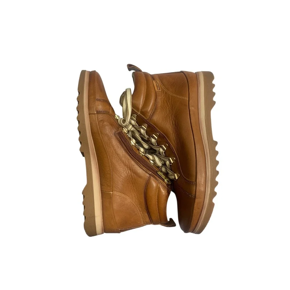 Pikolinos‎ Men's Leather Ankle Boots Lace Up Side Zip Brown Size 40 EU